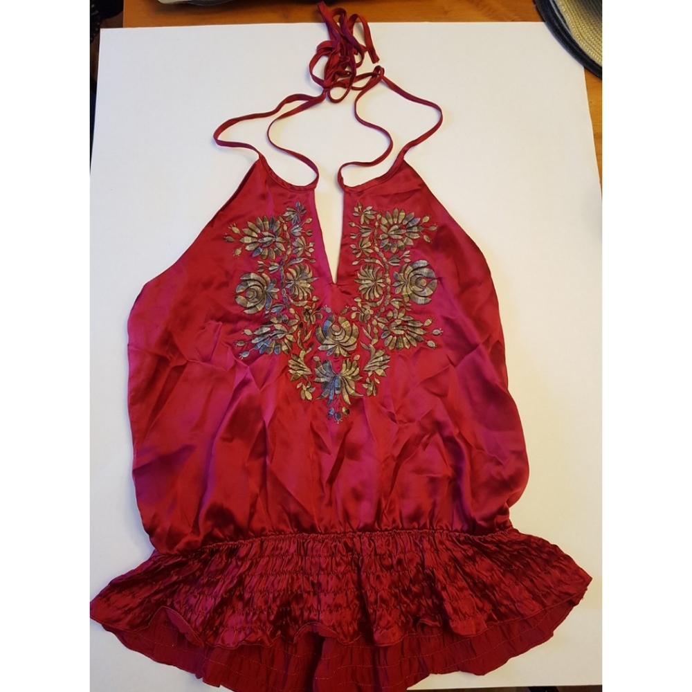 Arden B Luxe Silk Red Cami Top